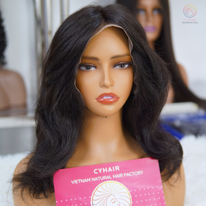 Pelucas de encaje completo de onda profunda 10 pulgadas doble dibujado Natural recto 100% pelo crudo vietnamita para Calidad de lujo de encaje - Product Image 4