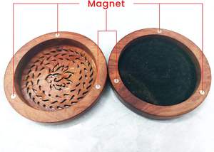 Brûleur d'encens rond en bois, brûleur d'encens en bois, porte-encens avec couvercle pour cadeaux artisanaux d'intérieur (bois) - Product Image 6