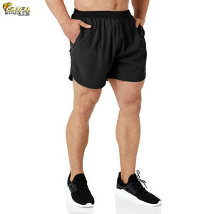 กางเกงขาสั้นออกกำลังกายผ้าโพลีเอสเตอร์สำหรับผู้ชายกางเกงออกกำลังกายเอวยางยืดสำหรับเล่นกีฬาวิ่งออกกำลังกายเล่นยิมลำลองกันรอยยับย้อมสีล้วน - Product Image 4