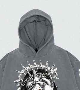 Hombres Custom Rhinestone Sublimación Sudaderas DTG DTF Impreso Sudadera Streetwear Oversized Pullover Factory Supply - Product Image 4