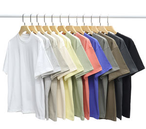 Alta calidad Casual de gran tamaño cuello redondo Streetwear camisetas Drop Shoulder 250GSM 100% algodón Heavyweight Boxy Fit camiseta en blanco - Product Image 6