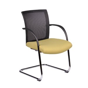 Silla de Conferencia Moderna Beta HOCQ68002 con Cojín Amarillo, Respaldo de Malla, Estructura Metálica, Fija, Plegable y Apilable para Sala de Estar, Escuela, Hotel - Product Image 2