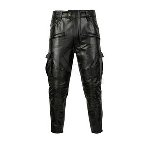 Pantalon en cuir pour homme, design personnalisé, prix raisonnable, vêtement décontracté, couleur unie, léger, taille mi-haute, braguette à boutons - Product Image 3