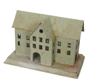 Maison d'oiseau design gris rustique fait à la main cabane suspendue décorative en métal galvanisé pour la maison ou l'ornement de Noël - Product Image 6