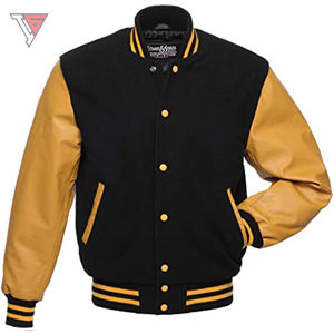 Chaqueta universitaria de manga de cuero con logotipo bordado de chenilla personalizable de alta calidad para hombres para la temporada de invierno de béisbol de la escuela secundaria - Product Image 3