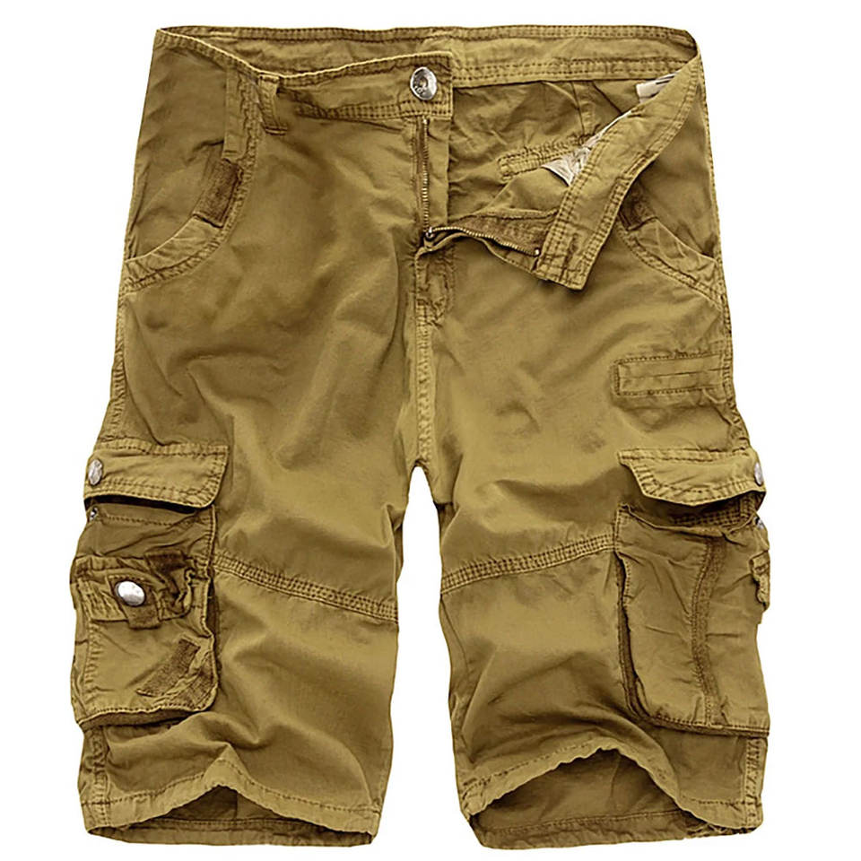 Fashion Men's Shorts For Casual Elastic Waistband Multi-pocket Chino Cargo Work Shorts For Men