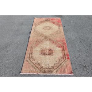 พรมตุรกี 3x6.4 ฟุต สีน้ำตาลแดง ลายแบบนามธรรม พรมขนสัตว์วินเทจ - Product Image 1