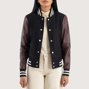 เสื้อแจ็คเก็ตวาร์ซิตี้แบบยูนิเซ็กซ์ ทรงเบสบอล สไตล์นักเรียนมัธยมปลาย คอปกแบบคอกลม  หนังแกะด้านหน้า เป็นมิตรต่อสิ่งแวดล้อม ระบายอากาศได้ดี - Product Image 6