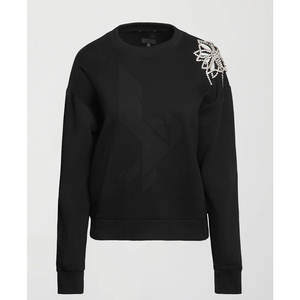 Ropa de calle de invierno de moda para mujer, Sudadera con capucha con logotipo frontal adornado con diamantes de imitación, manga larga, ajuste holgado, diseño transpirable - Product Image 1