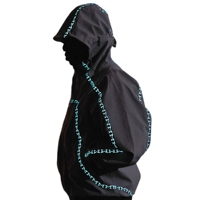 Veste coupe-vent à capuche bleu clair brodée pour homme, imperméable et respirante, style streetwear, avec fermeture éclair