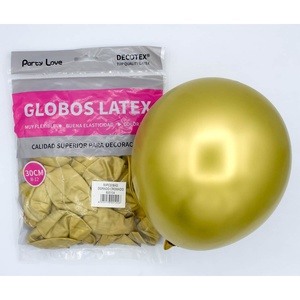 Party Love Latex Balloons 30Cm <b>Gold</b> <b>Chromed</b> R12 Party Decorations - Product Image 1