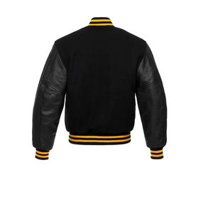 Chaqueta Varsity de Béisbol Personalizada con Bordado en Cuero, Negra y Naranja, para Hombre, Modelo 2026 - Product Image 6