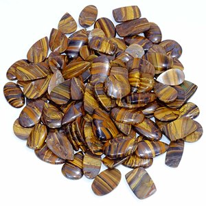 Cabochon de pierres précieuses en vrac naturelles multicolores naturelles Oeil de tigre naturel Pierres précieuses en vrac pour la fabrication de bijoux en Inde Oeil de tigre - Product Image 3