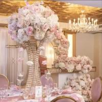 Support à fleurs en métal doré et argenté 80 cm, décoration de mariage, centre de table, vase à fleurs pour la décoration de fête de mariage
