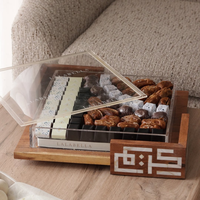 Plateaux de service à chocolat en bois naturel avec couvercle en acrylique plateaux de service décoratifs pour la nourriture fournitures Ramadan Eid du Vietnam