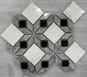 Mosaico de Mármol Blanco Lechoso, Gris y Negro, Pulido, de 8mm de Grosor, Resistente al Agua, Ecológico, Moderno, para Paredes Interiores, Hastone 5 - Product Image 1