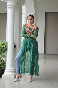 Boutique india de alta demanda, verde, calidad premium, elegante, impresionante, Kurti Navratri, ropa de fiesta étnica, ropa de novia para mujer - Product Image 3