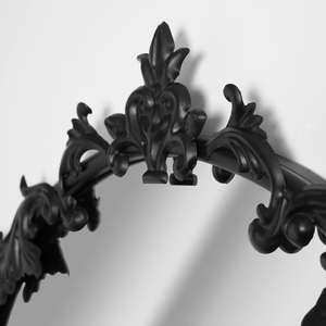 Vintage Designed Wall Mirror with Black Ornate Metal <b>Frame</b> Handcrafted Black Glass Mirror <b>Arch</b> Design Supplied Indian Vendor - Product Image 3