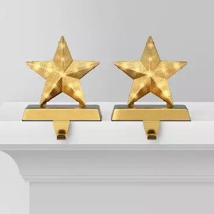 Encantador soporte de calcetín de Navidad de Metal dorado y plateado para chimenea, mantel, vacaciones, exhibición festiva, estante colgante - Product Image 1