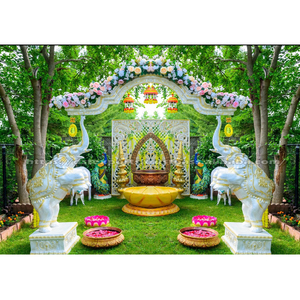 Decoración de Mandap de Elefante del Sur de la India, Decoración para Haldi al Aire Libre, Función de Semi-Sari, Ceremonia de Pithi, Mejores Decoraciones para Bodas en EE. UU. - Product Image 1