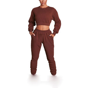 Conjunto de chándal de sudor 2025, 2 piezas para mujer, Top corto de algodón, ropa deportiva para correr para mujer, Jogger deportivo - Product Image 2