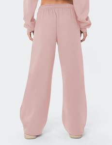 Pantalones de chándal holgados en blanco 450 Gsm Color sólido pierna recta personalizado bordado polar hombres grueso polar Joggers para mujeres - Product Image 2