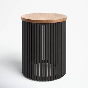 Mesa auxiliar negra moderna, diseño de reloj de arena, mesa auxiliar minimalista, elegante mesa de acento para sala de estar, construcción duradera contemporánea - Product Image 3