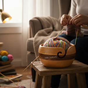 Handcrafted <b>Wooden</b> Knitting Bowl | Portable Crochet Yarn Holder | Custom Yarn <b>Ball</b> Storage Organizer - Product Image 5