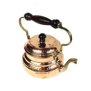 Ensemble de cafetière et théière en cuivre turc, aspect antique italien, design vintage, écologique - Product Image 4