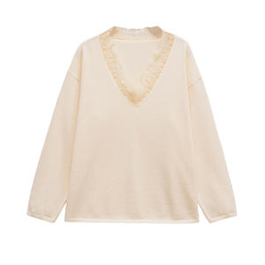 Cardigan décontracté d'hiver de haute qualité, 100% coton, couleur unie, col en V, logo sur le devant, respirant, pour un confort optimal des femmes - Product Image 1