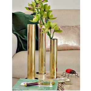 Juego de 3 floreros costeros, Decoración de mesa para sala de estar, jarrón de Metal, florero de Metal para sala de estar - Product Image 1