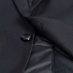 Costume d'affaires noir pour homme, style britannique, simple boutonnage, col à revers, infroissable, mélange polyester-laine, coupe classique - Product Image 5