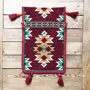 Sacoche Anatolian Oriental à motifs authentiques, sacoche Heybe, sac de selle ankara Rose Madder - Product Image 3