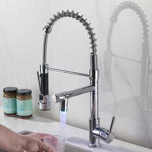 Robinet à LED pour évier à ressort en acier inoxydable ZEPENG <span class=keywords><strong>Double</strong></span> <span class=keywords><strong>sortie</strong></span> d'<span class=keywords><strong>eau</strong></span> rotative à 360 ° avec robinet de purification d'<span class=keywords><strong>eau</strong></span> - Product Image 1