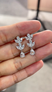 10.00CT Floral <b>Diamond</b> Drop <b>Earrings</b>, Marquise & Pear Shape Lab Grown <b>Diamond</b> <b>Earrings</b>, Botanical <b>Dangle</b> <b>Earrings</b>, Gift for Her - Product Image 2