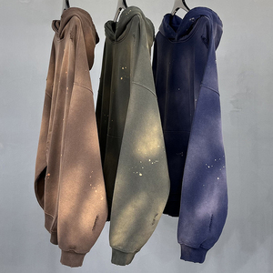 Wholesale Winter Vintage Blank Distressed Hoodie Custom Heavyweights Acid Washed Streetwear Oversized <b>SweatPants</b> Hoodie <b>Set</b> - Product Image 1