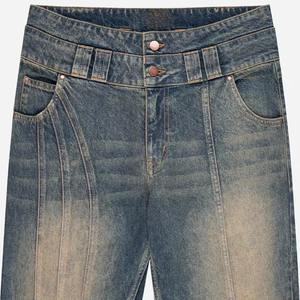 Pantalones de lujo: estilo holgado con corte de mezclilla negro desgastado con técnicas de lavado de Hip Hop de ajuste suelto Ropa de invierno - Product Image 1