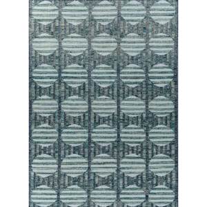 Tapis en laine bleu géométrique à motifs losanges, tissés à la main, à mailles plates, pour chambre/salon, couloir rectangulaire haut pour adolescents - Adwl-13174 - Product Image 1