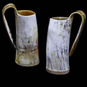 Tasses en corne de buffle sculptées de meilleure qualité chope à corne à boire de style viking indien par artisanat en croissant - Product Image 2