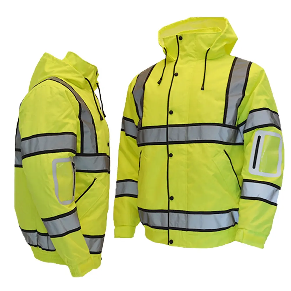 Wholesale Double Layer High Visibility Inner Fleece Reflector Safety Jacket For Winter