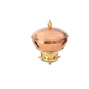 Golden Antique Rounded Shape <b>Buffet</b> Serving Chafing Dish Wedding Party Catering Serving Brass Chafing Dish - Product Image 3