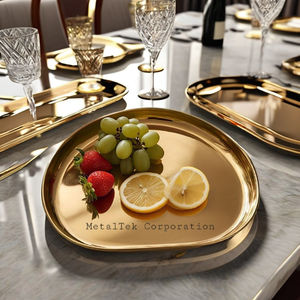 Plateau de service alimentaire doré Forme irrégulière Design moderne Acier inoxydable poli miroir Plateau de fruits de luxe pour la maison mariage restaurant - Product Image 6