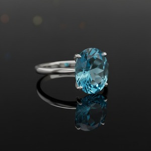 Handmade Vintage Men's Sterling Silver Oval Cut Blue Topaz Natural <b>Stone</b> Prong Setting Gemstone Engagement Anniversary Ring - Product Image 1