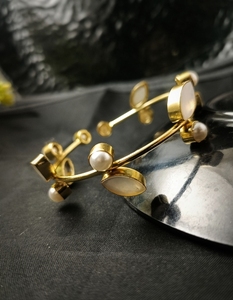 Magnifique bracelet chaîne en laiton plaqué or 18 carats, maillons courbés, style mignon pour femme, unisexe, cadeau de fête, option argent sterling - Product Image 2