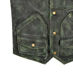 Handmade Genuine Cowhide <b>Leather</b> Motorbike Vest Best Quality Custom Design Breathable Stylish High Street Style Eco-Friendly - Product Image 5