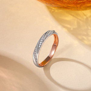 Anillo de boda de dos tonos con borde de cuentas Jeulia Twist - Anillo fino - Product Image 4