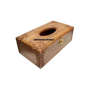 Boîte à mouchoirs en bois de luxe de forme carrée classique élégant fait à la main meilleure vente de vaisselle articles de mariage nouvelle boîte à mouchoirs en bois en gros - Product Image 6