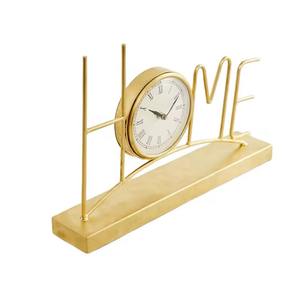 Horloge de table à piles en métal HOME - Design classique moderne, mouvement mécanique, écologique, étanche, cadeau unique - Product Image 6