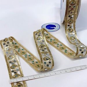 Tela de encaje bordado con espejo de alta calidad para vestidos y prendas de vestir, trabajo de espejo de lujo, encaje bordado, adorno textil de moda - Product Image 4