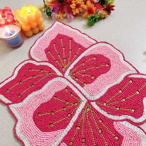 <b>Beaded</b> <b>Placemat</b> Handmade Round Charger for Luxury Dining & Holiday Decor Unique Piece Handmade <b>Beaded</b>, <b>Placemat</b>, Housewarming - Product Image 2